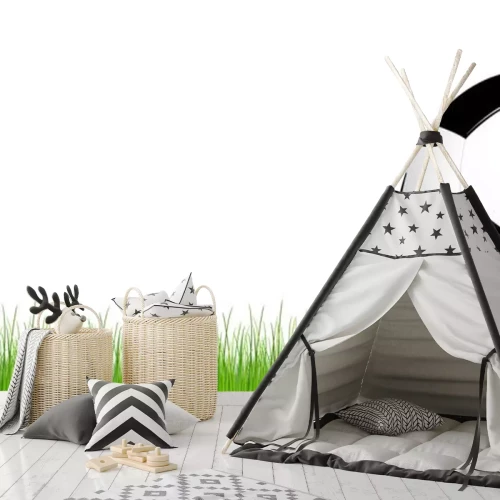 Sticker Zwart-witte bal die op het gras ligt