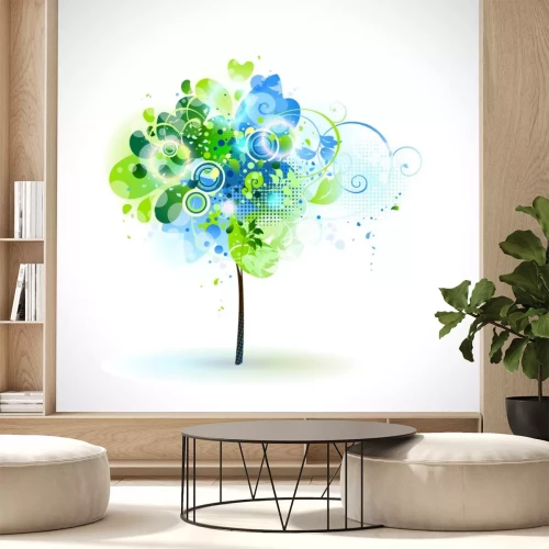 Sticker voorjaar samenstelling met tedere boom