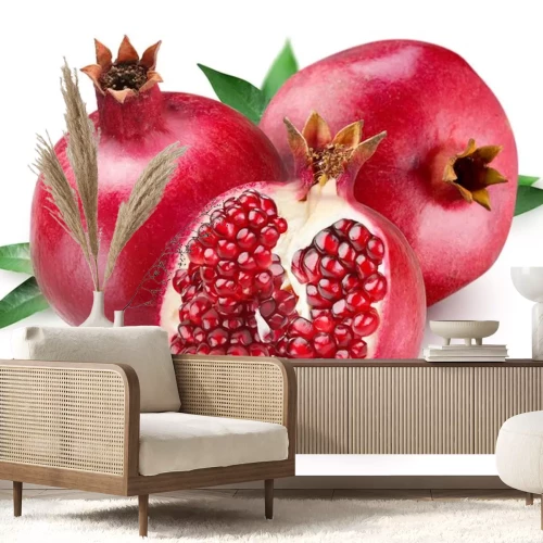 Sticker Verse hele en gesneden granaatappels