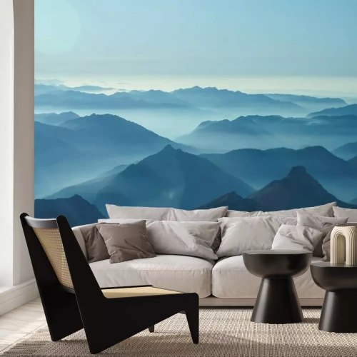 Fotobehang Blauwe bergtoppen