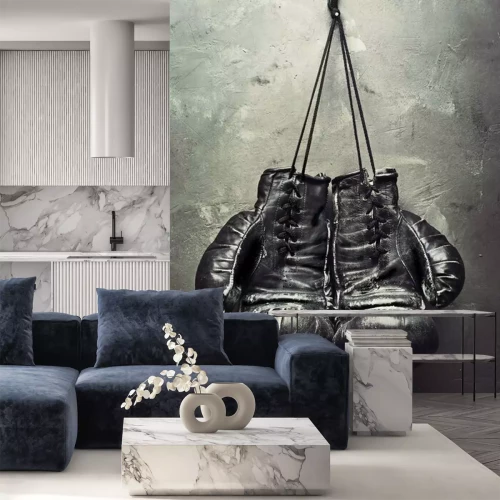 Fotobehang Zwarte retro bokshandschoenen