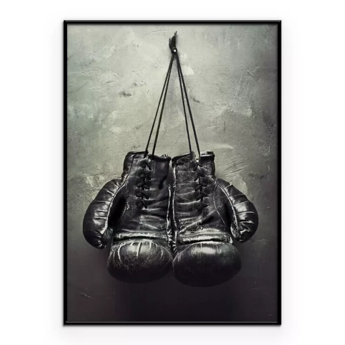 Poster Zwarte retro bokshandschoenen