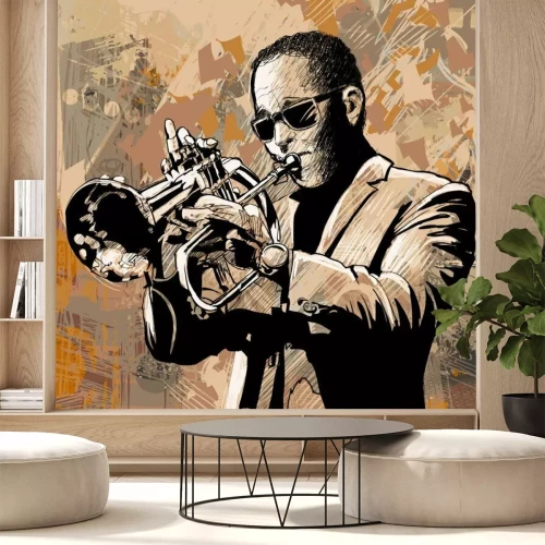 Fotobehang Muziek retro trompettist