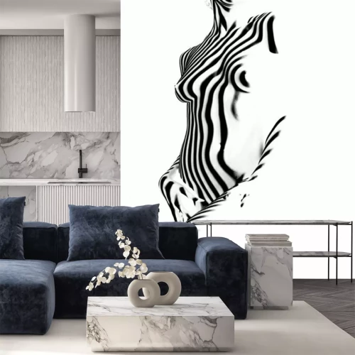 Fotobehang Abstracte vrouw in zwart-wit