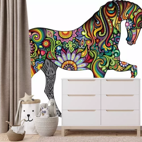 Sticker Paard met kleurrijke ornamenten