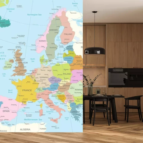 Fotobehang Gedetailleerde kaart van Europa