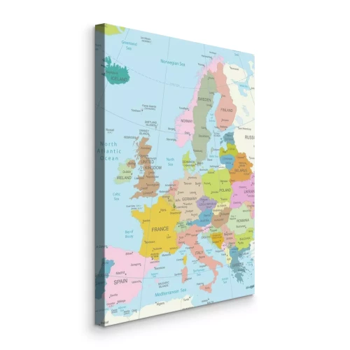Canvas Gedetailleerde kaart van Europa