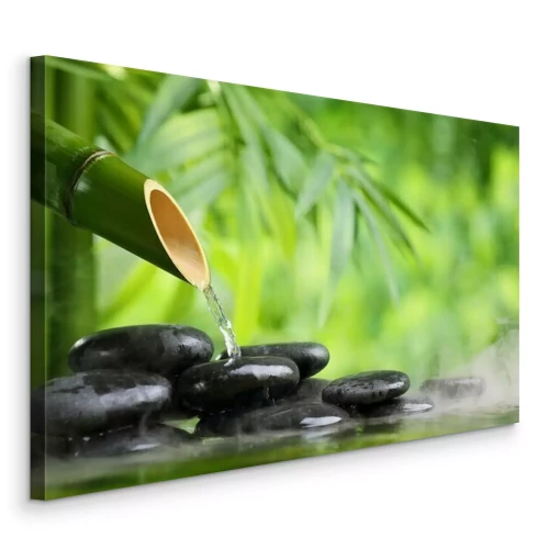 Canvas Vulkanische stenen en bamboe