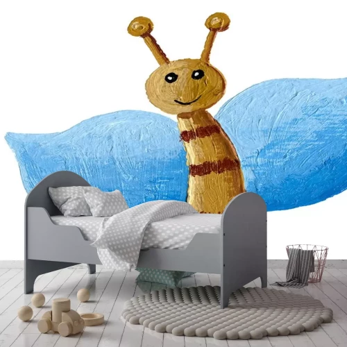 Sticker Glimlachende vlinder met blauwe vleugels