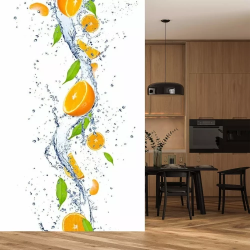 Sticker Verse sinaasappels op de witte achtergrond