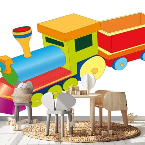 Sticker Regenboogtrein met stoomlocomotief