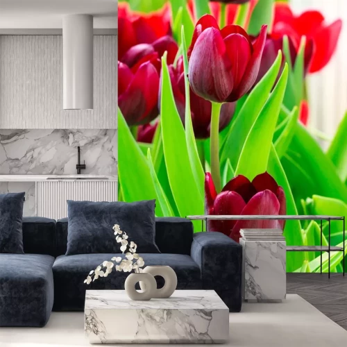 Sticker Kastanjebruine bloemen in bladeren