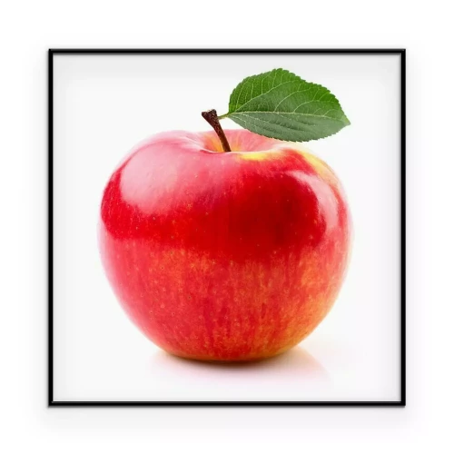 Poster Rijpe rode appel met een groen blad