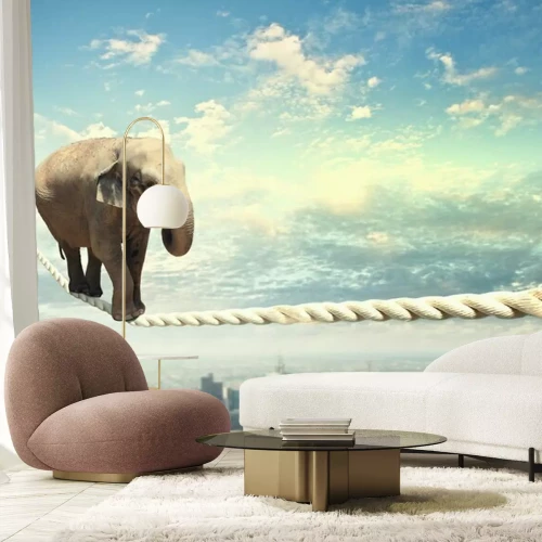 Fotobehang Olifant aan een touw