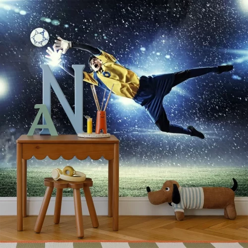 Fotobehang Keeper die de bal vangt