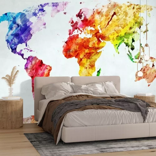 Fotobehang Aquarel wereldkaart