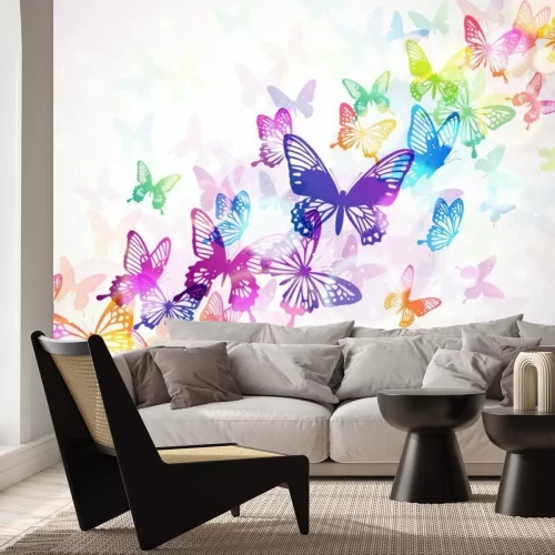 Fotobehang Kleurrijke vlinders op een witte achtergrond