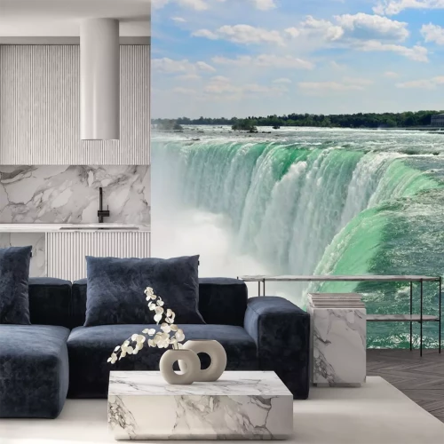 Fotobehang Enorme waterval met turkoois water