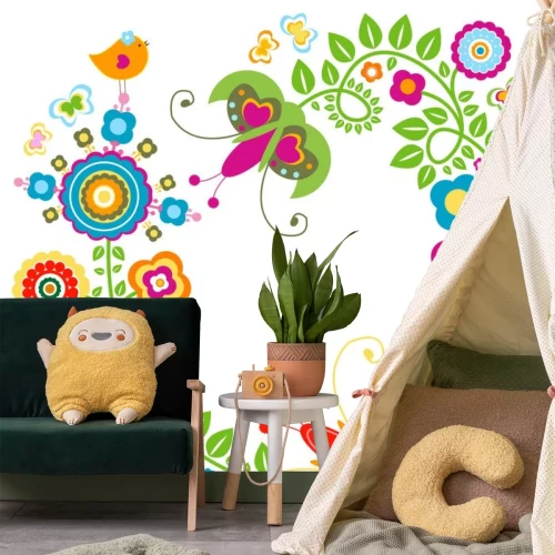 Sticker Decoratief kleurrijk floristisch motief