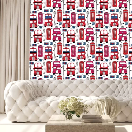 Behang Naadloze liefde London UK reis rood pictogram achtergrond patroon