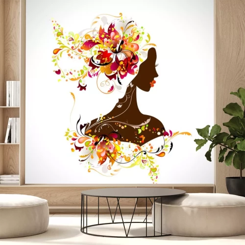 Sticker decoratieve samenstelling met meisje