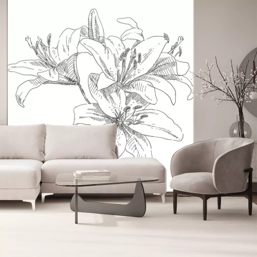 Sticker Tekening van vier bloemen