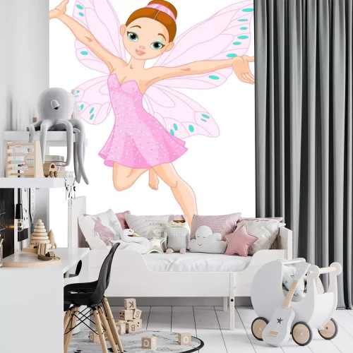 Sticker Vrolijke fee met roze vleugels
