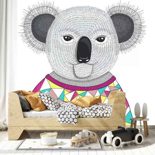 Sticker Koala beer in een kleurrijke trui