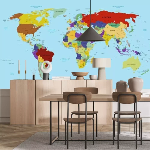 Fotobehang Politieke wereldkaart in het Russisch