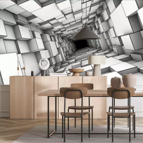 Fotobehang 3D vierkante tunnel