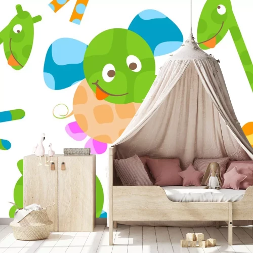 Sticker Kleurrijke girafolifanten en nijlpaarden