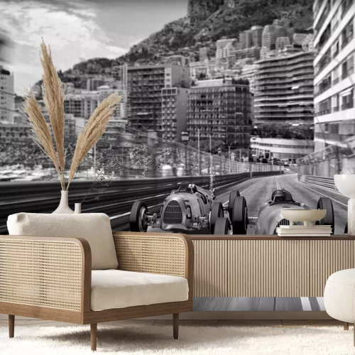 Fotobehang Oude raceauto's op straat