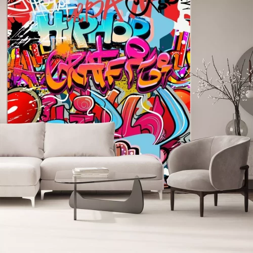 Fotobehang Graffiti 3D met hip-hop