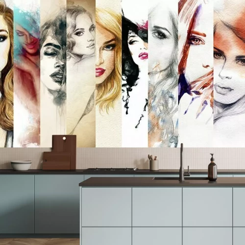 Fotobehang Collage van vrouwelijke portretten