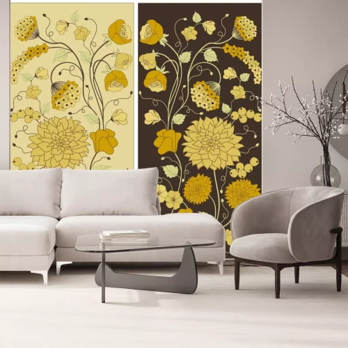 Sticker Retro bloemen in twee rechthoeken