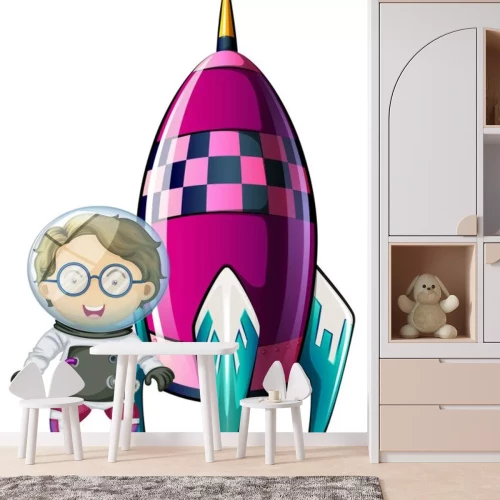 Sticker Astronaut en ruimteschip