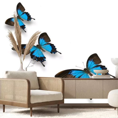 Sticker Blauw-zwarte vlinders op de grond