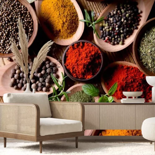 Fotobehang Gekleurde specerijen in poedervorm