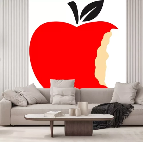 Sticker Een tekening van een gebeten appel