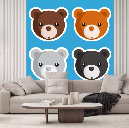 Sticker Set van schattige baby beer iconen