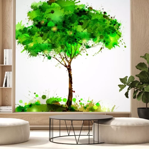 Sticker Groene abstracte boom vormen door blots