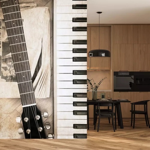 Fotobehang Muziek gitaar en piano