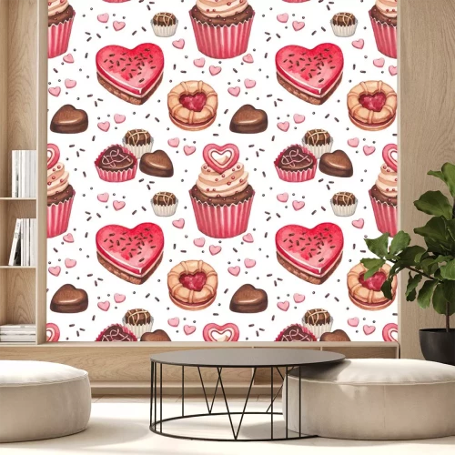 Sticker Koekjes, cakes en chocolade snoepjes voor Valentijnsdag