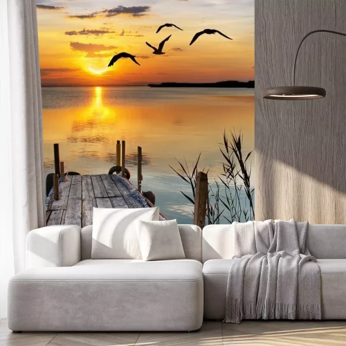 Fotobehang Oude pier met touwen