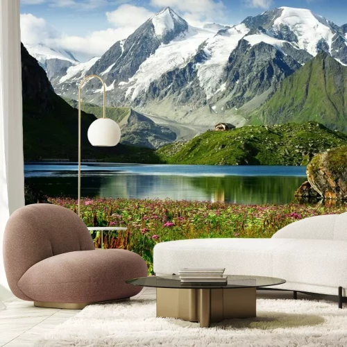 Fotobehang Natuur en meer aan de voet van de bergen