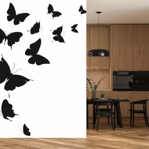 Sticker Zwarte vlinders op een lichte achtergrond