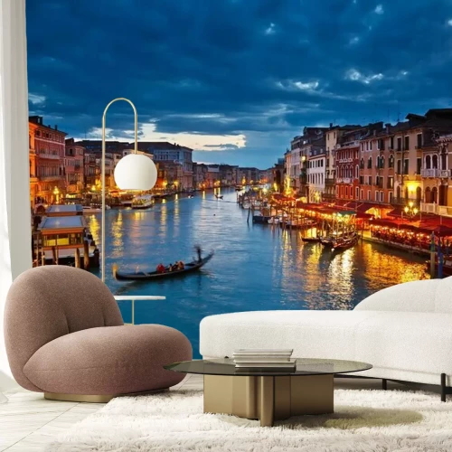 Fotobehang Het Canal Grande van Venetië 's nachts