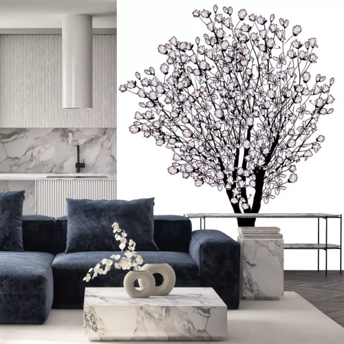 Sticker Illustratie met een magnoliaboom