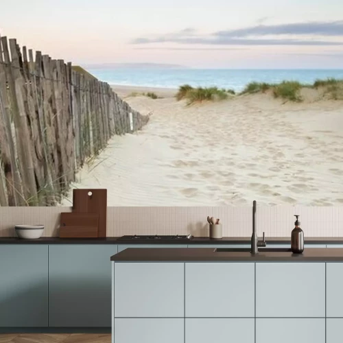 Fotobehang Panorama van de zee vanaf het strand