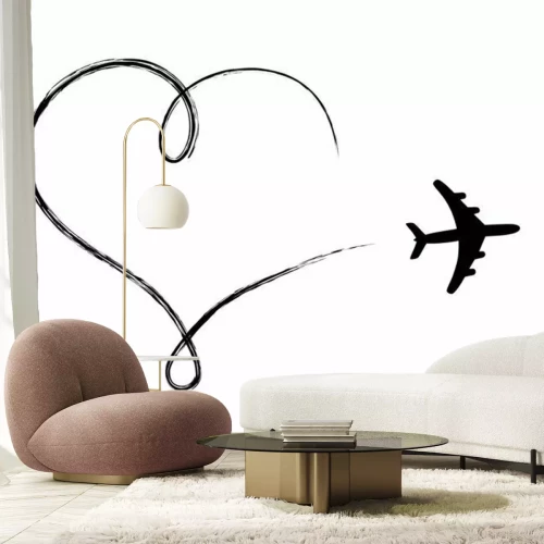 Sticker Hartvormige pictogram in de lucht, gemaakt met het vliegtuig